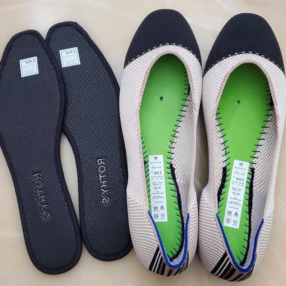 Rothy’s The Tuxedo Square Toe Color-block Flat Slip On Shoe Size 9.5 - Picture 12 of 14